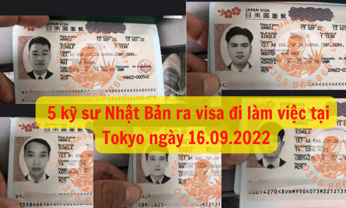 Chúc mừng 5 kỹ sư Nhật Bản ra visa đi làm việc tại Tokyo ngày 16.09.2022